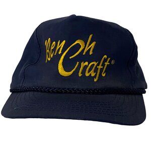 Vintage Bench Craft Snapback Hat Blue Embroidered Lettering Rope Accent Taiwan